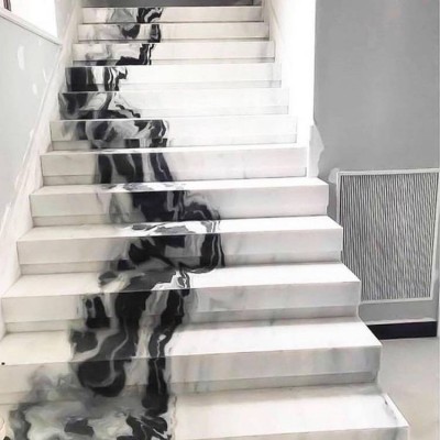 Luxury Luxury Villa Marble Staircase Hotel Project High Quality Arc Marble Stair