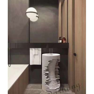 White marble pedestal bathroom sinks Art wash basin