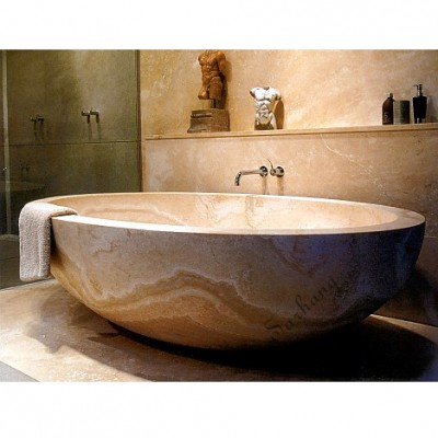 Bathroom curve natural stone bath tubs yellow travertine marble bathtubs