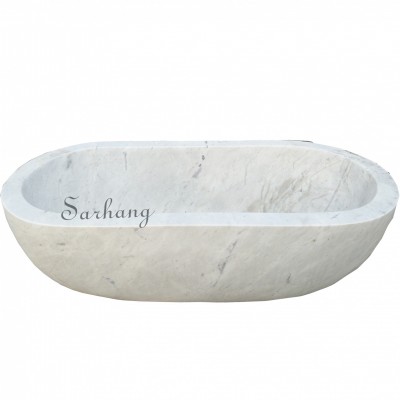 Custom freestanding bath tub natural stone white Carrara solid marble bathtub